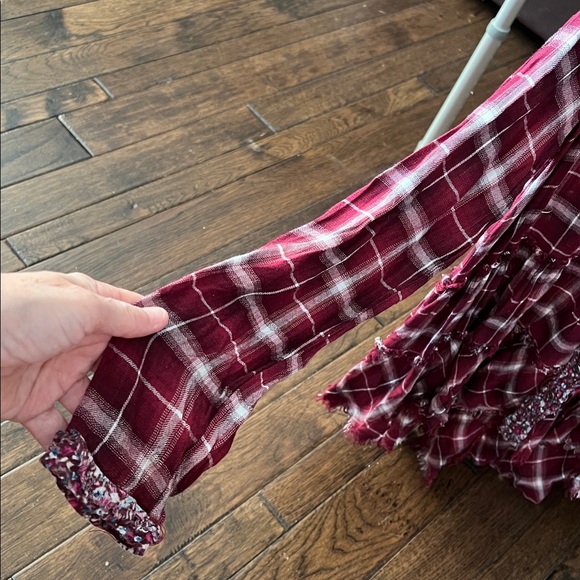 Altar'd State Burgundy long Boho shirt Med C354 - Picture 6 of 7